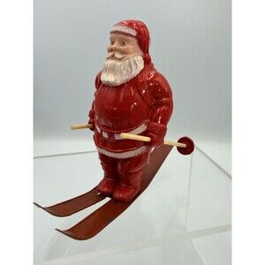 Vintage Irwin Santa Claus Skiing Figurine Christmas Decoration Skier USA